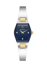 Women's Modern Gemini Two Tone Stainless Steel Bangle Watch