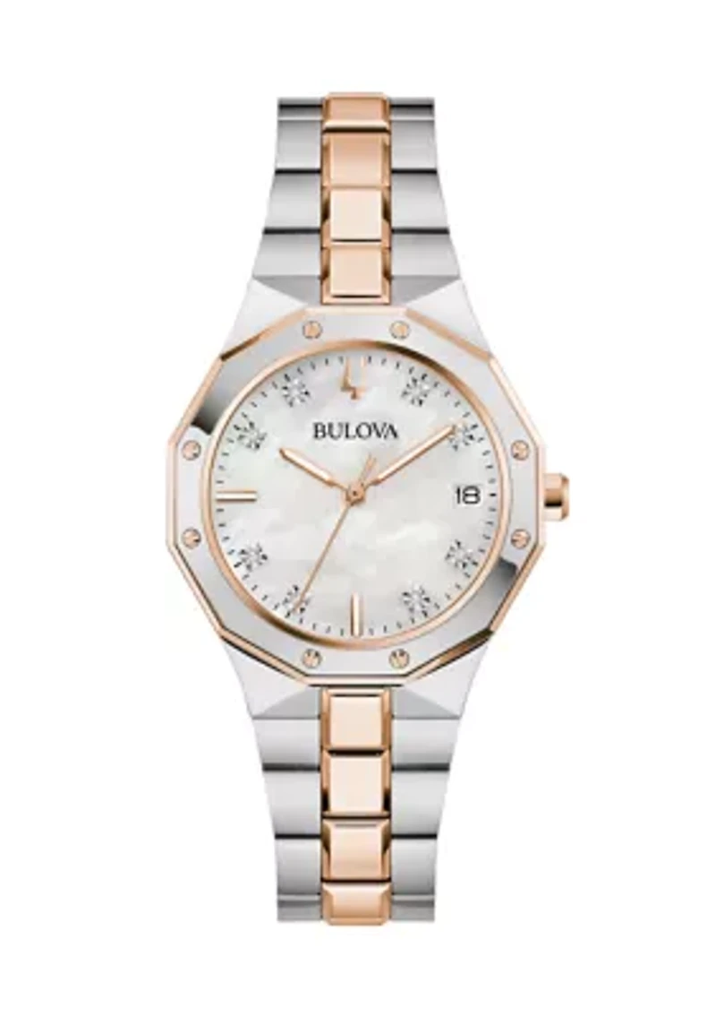 Bulova Ladies Classic Prestige Two-Tone Bracelet Watch, 32 Millimeter 
