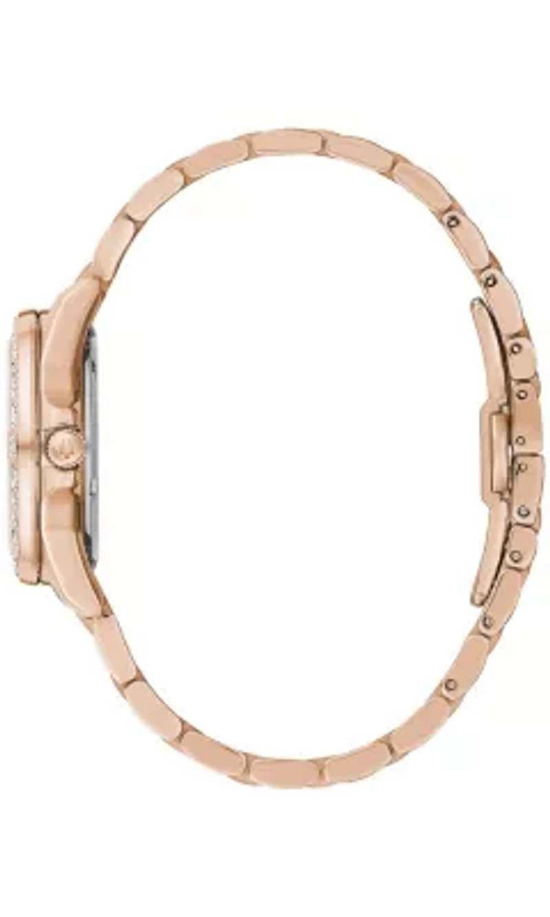 Bulova Women's Marine Star Diamond Rose Gold-tone Stainess Steel Bracelet Watch, 32mm