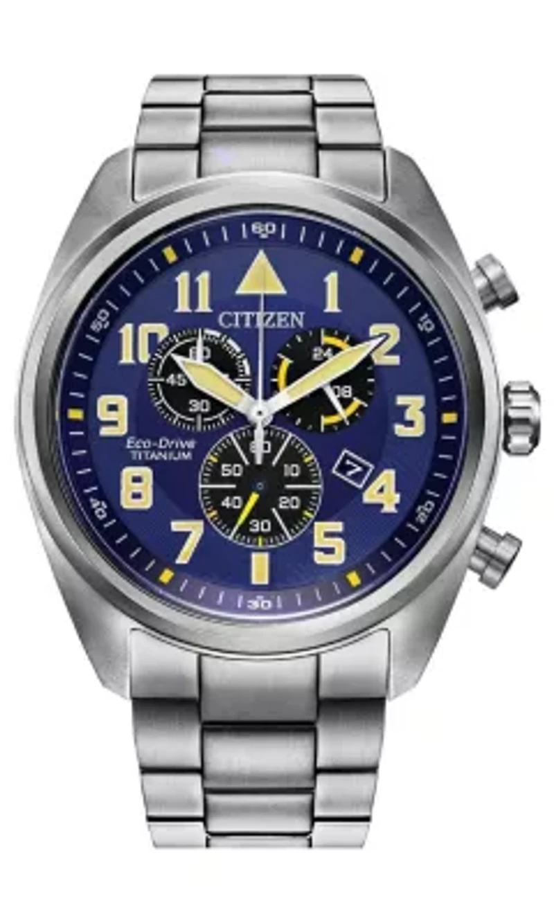 Citizen Eco-Drive Men's Garrison Chronograph Silver-tone Super Titanium™ Bracelet Watch, 44mm