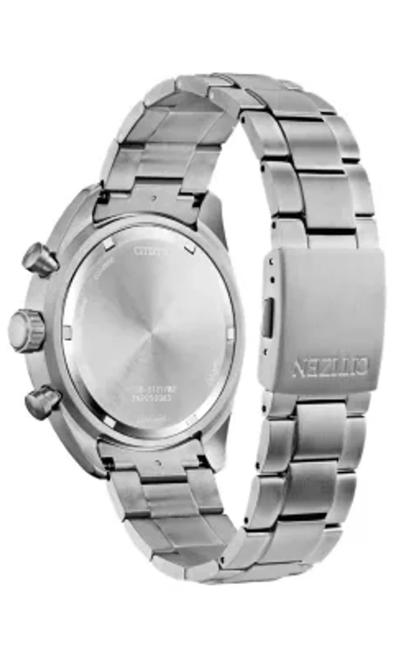 Citizen Eco-Drive Men's Garrison Chronograph Silver-tone Super Titanium™ Bracelet Watch, 44mm