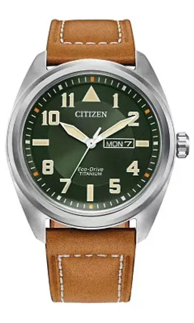 Citizen Eco-Drive Men's Avion Brown Leather Strap Watch, 42mm