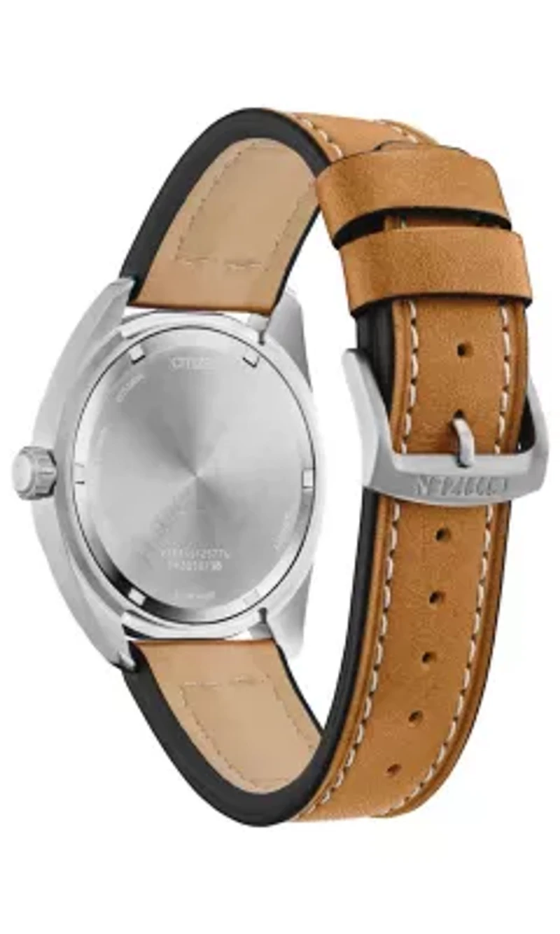 Citizen Eco-Drive Men's Avion Brown Leather Strap Watch, 42mm