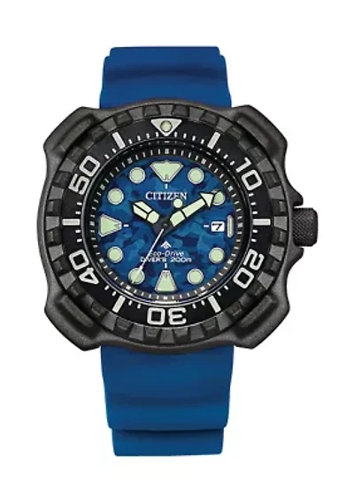 Citizen Eco-Drive Men's Promaster Dive Camo Dial Blue Strap Watch, 47mm