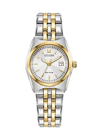 Eco-Drive Women's Corso Two Tone Stainless Steel Bracelet Watch - 28 Millimeter
