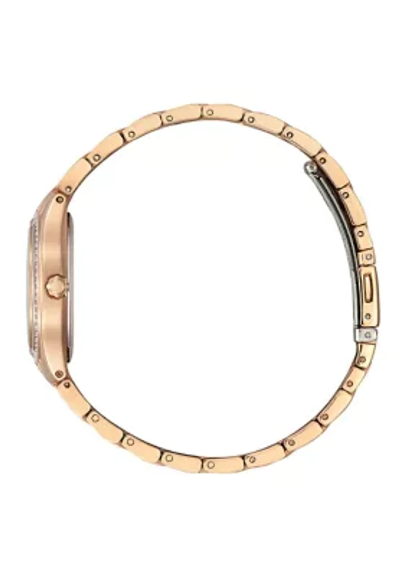 Women's Silhouette Crystal Accent Rose Gold-Tone Stainless Steel Bracelet Watch