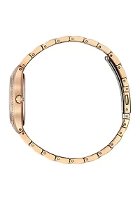 Women's Silhouette Crystal Accent Rose Gold-Tone Stainless Steel Bracelet Watch