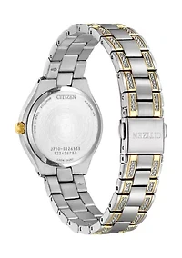 Women's Silhouette Crystal Accent Two Tone Stainless Steel Bracelet Watch