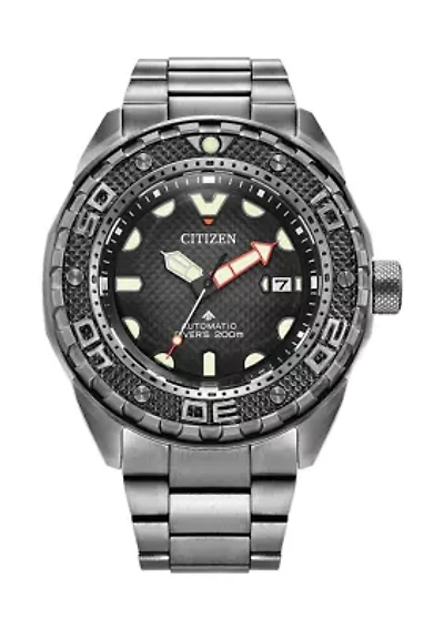 Men's Automatic Dive 46 Millimeter Silver-Tone Super Titanium Stainless Steel Bracelet Watch 