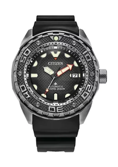 Men's 46 Millimeter Automatic Dive Black Strap Steel Bracelet Watch 