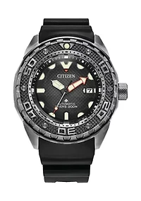 Men's 46 Millimeter Automatic Dive Black Strap Steel Bracelet Watch 