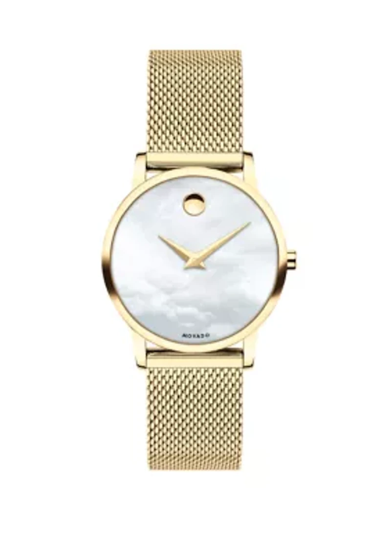 Women's Swiss Museum Gold Tone PVD Stainless Steel Mesh Bracelet Watch