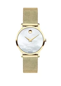 Women's Swiss Museum Gold Tone PVD Stainless Steel Mesh Bracelet Watch