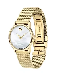 Women's Swiss Museum Gold Tone PVD Stainless Steel Mesh Bracelet Watch