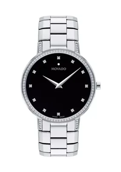 Stainless Steel Black Dial Bracelet Watch 