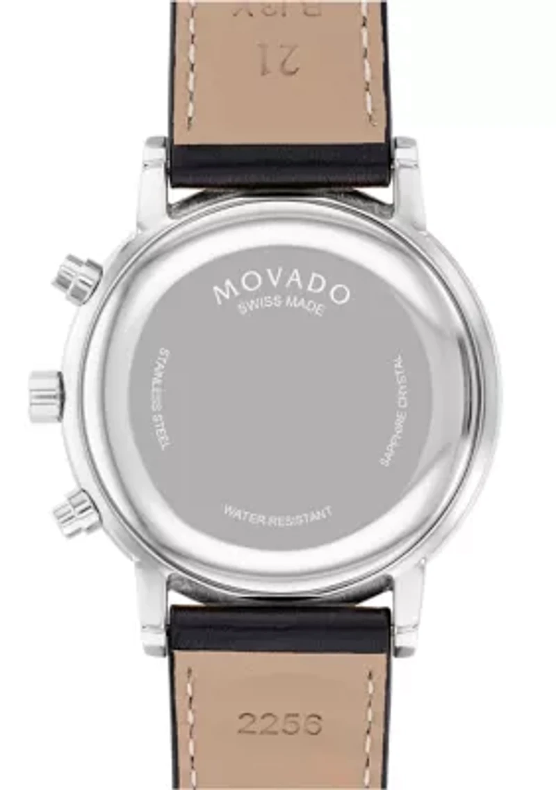 Men's Museum Classic Chronograph Stainless Steel Watch with Black Leather Band