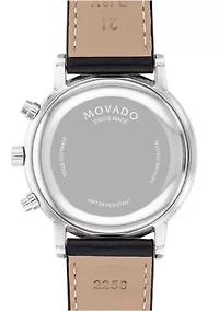 Men's Museum Classic Chronograph Stainless Steel Watch with Black Leather Band