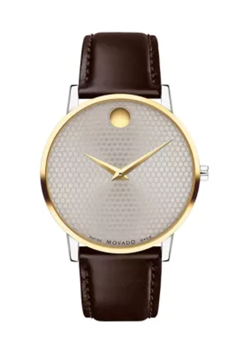 Men's Gold Tone Watch with Silver Dial