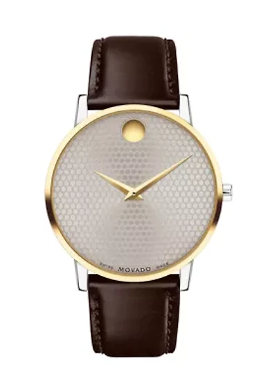 Men's Gold Tone Watch with Silver Dial