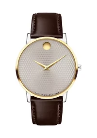Men's Gold Tone Watch with Silver Dial