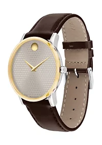 Men's Gold Tone Watch with Silver Dial