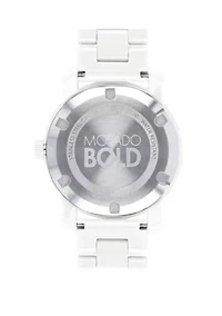 Bold White Ceramic and Stainless Steel Bracelet Watch