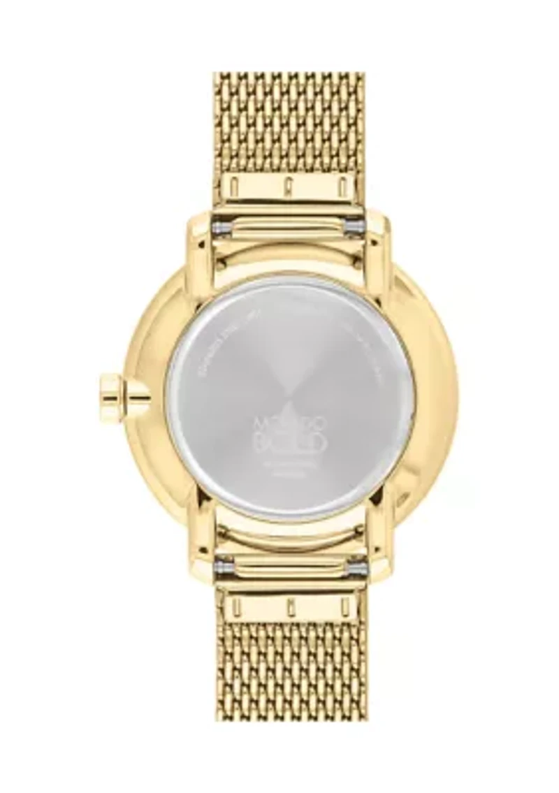 Lab Grown Bold Gold Tone Mesh Bracelet Watch
