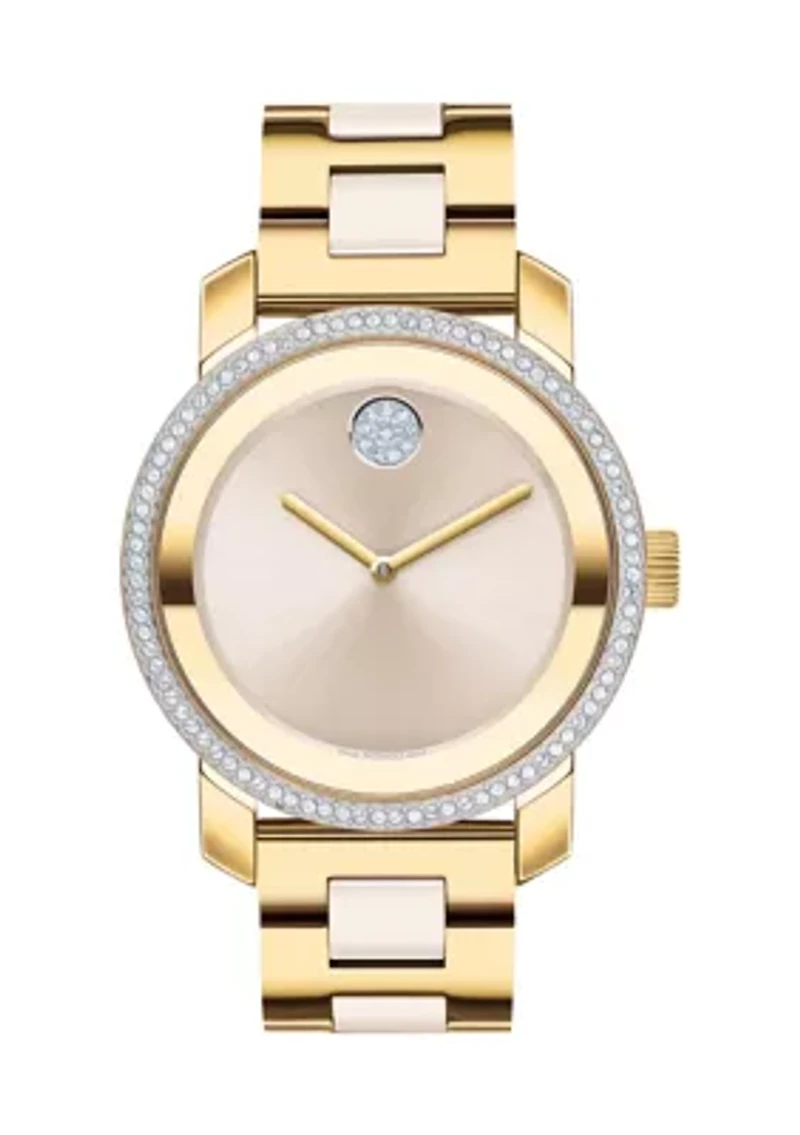 Women's Bold Beige Dial Two Tone Bracelet Watch