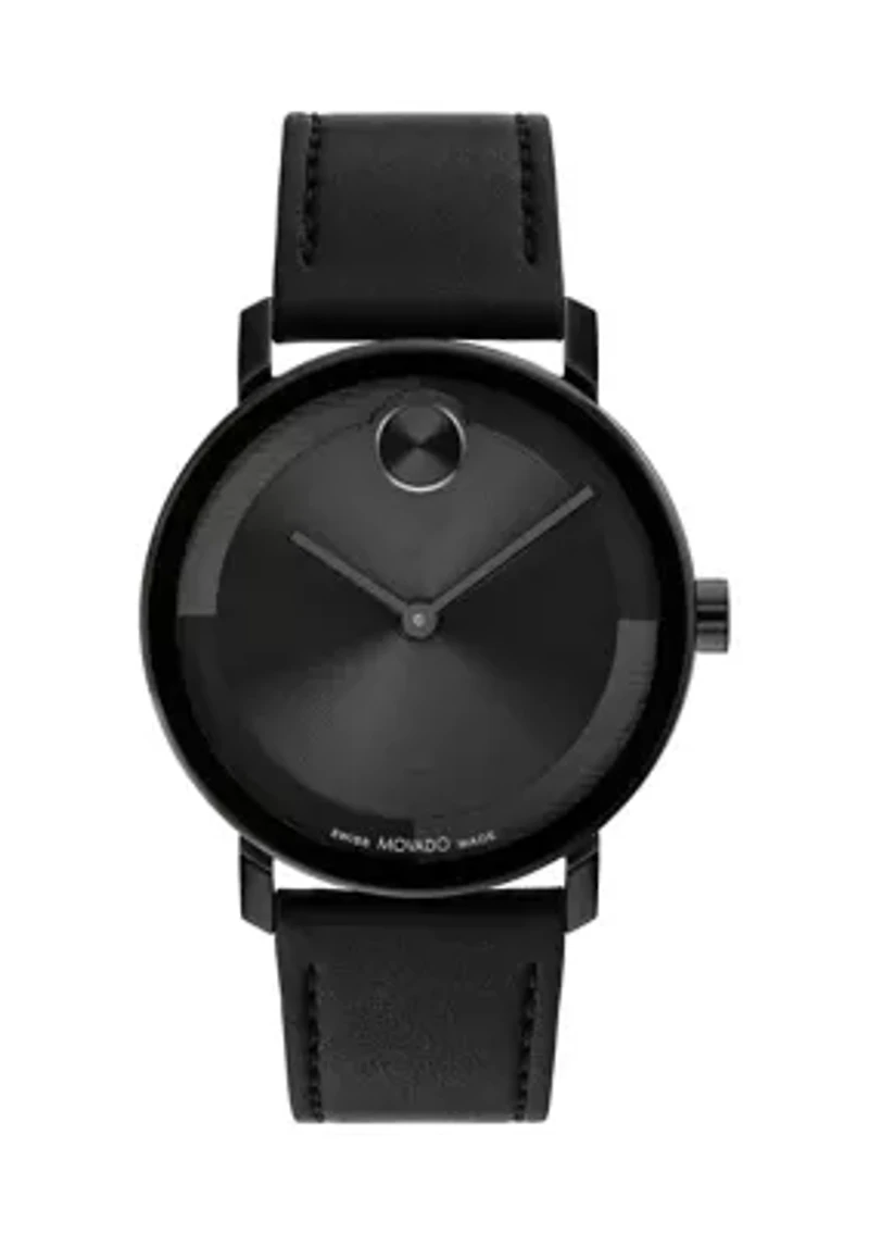 Men's Bold Evolution 2 Black Dial Black Leather Band Watch