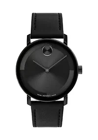 Men's Bold Evolution 2 Black Dial Black Leather Band Watch 