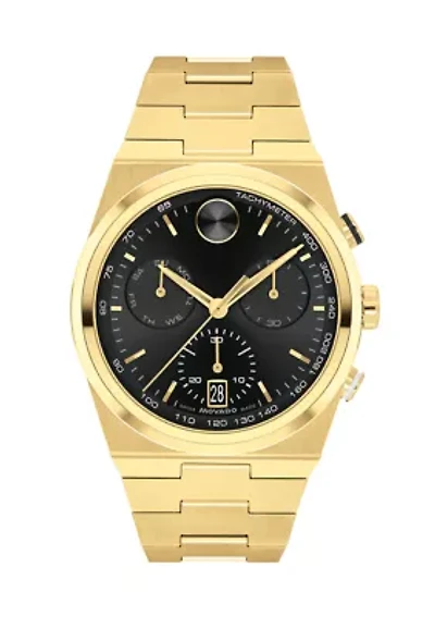 Bold Quest Black Chronograph Gold Tone Watch