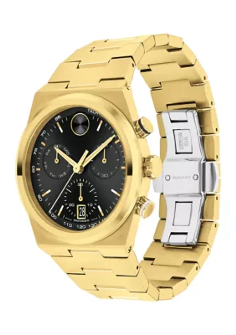 Bold Quest Black Chronograph Gold Tone Watch
