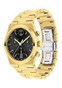 Bold Quest Black Chronograph Gold Tone Watch