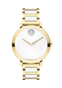 LDS Bold Evolution 34 Millimeter Gold Steel Watch