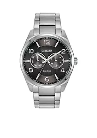 Men's Stainless Steel Dress Watch with Day and Date Subdial