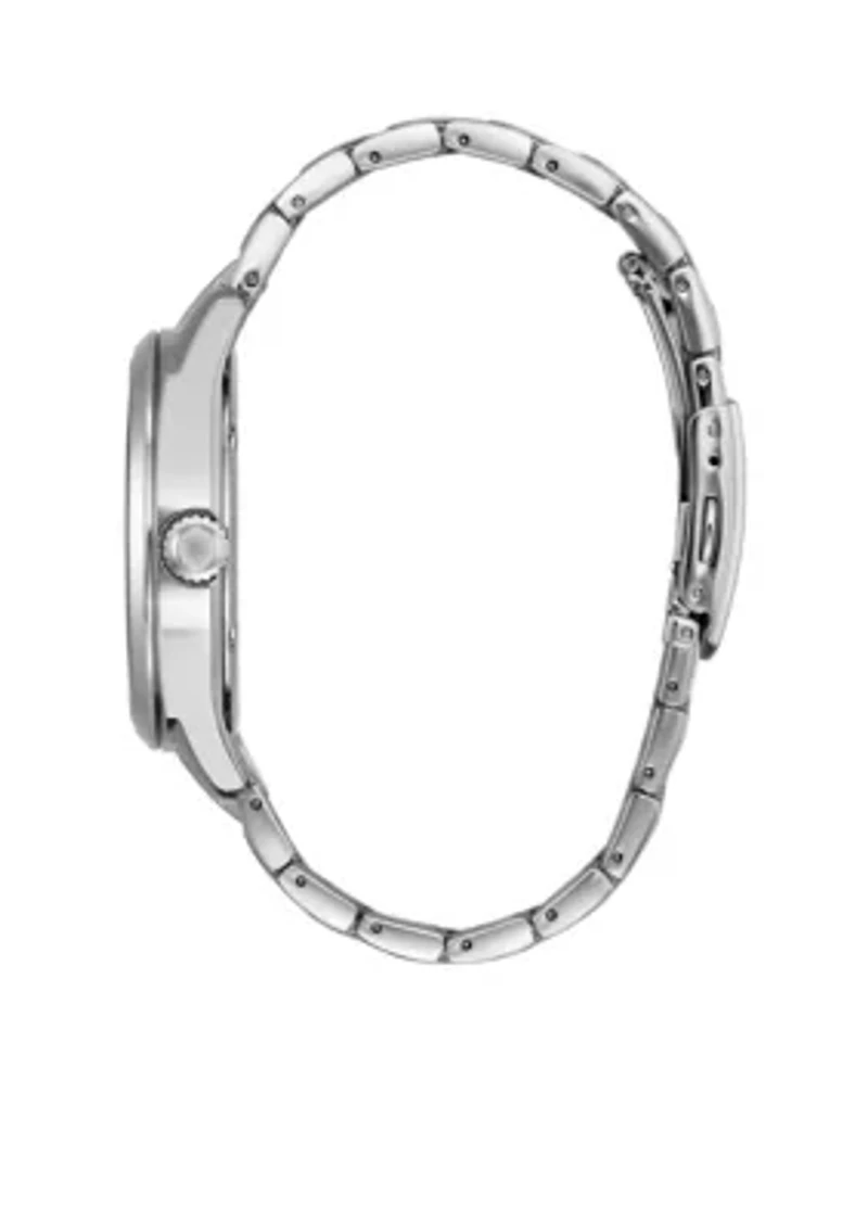Men's Stainless Steel Dress Watch with Day and Date Subdial