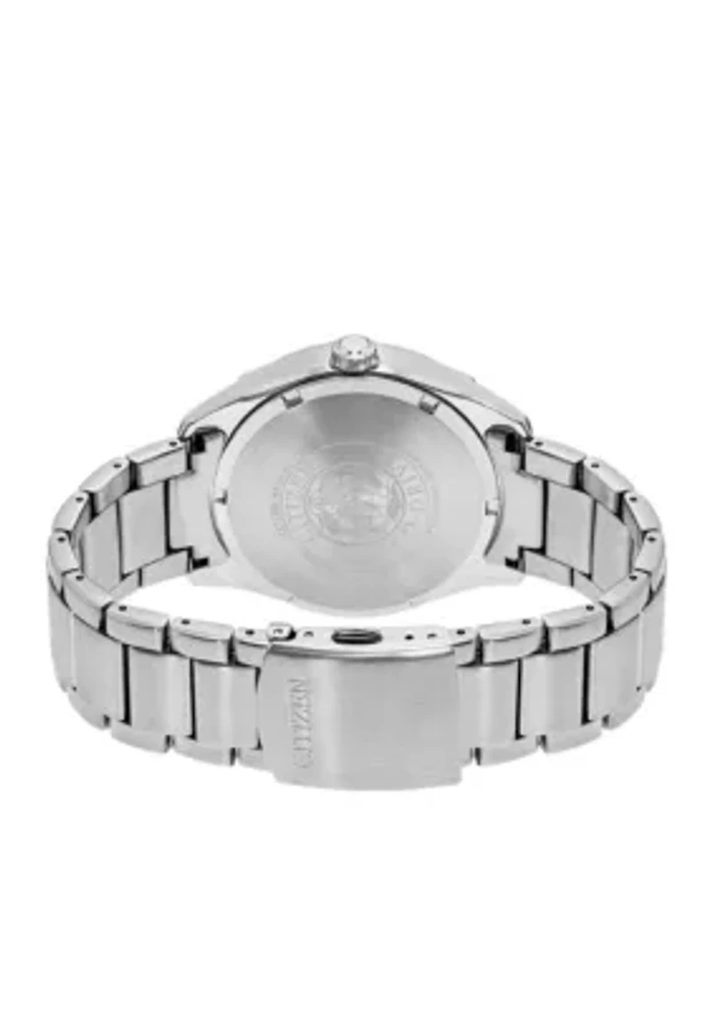 Men's Stainless Steel Dress Watch with Day and Date Subdial