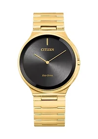 Eco Drive Men's Stiletto Gold Tone Stainless Steel Bracelet Watch