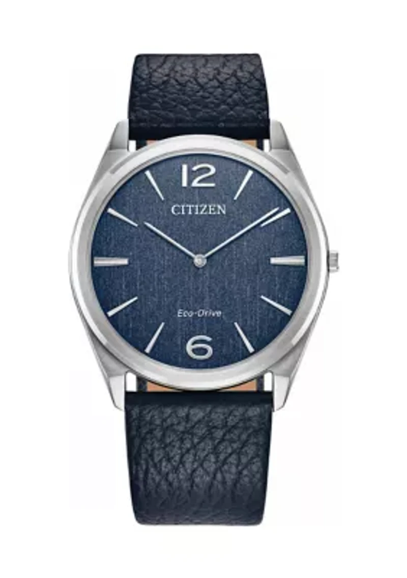 Citizens Unisex Classic Eco Blue Leather Strap Watch