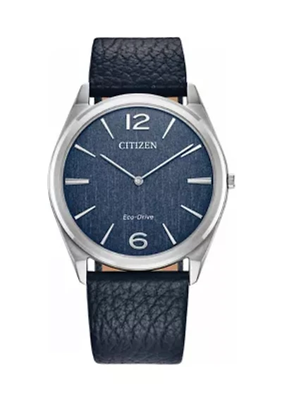 Citizens Unisex Classic Eco Blue Leather Strap Watch