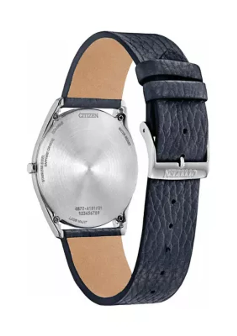 Citizens Unisex Classic Eco Blue Leather Strap Watch