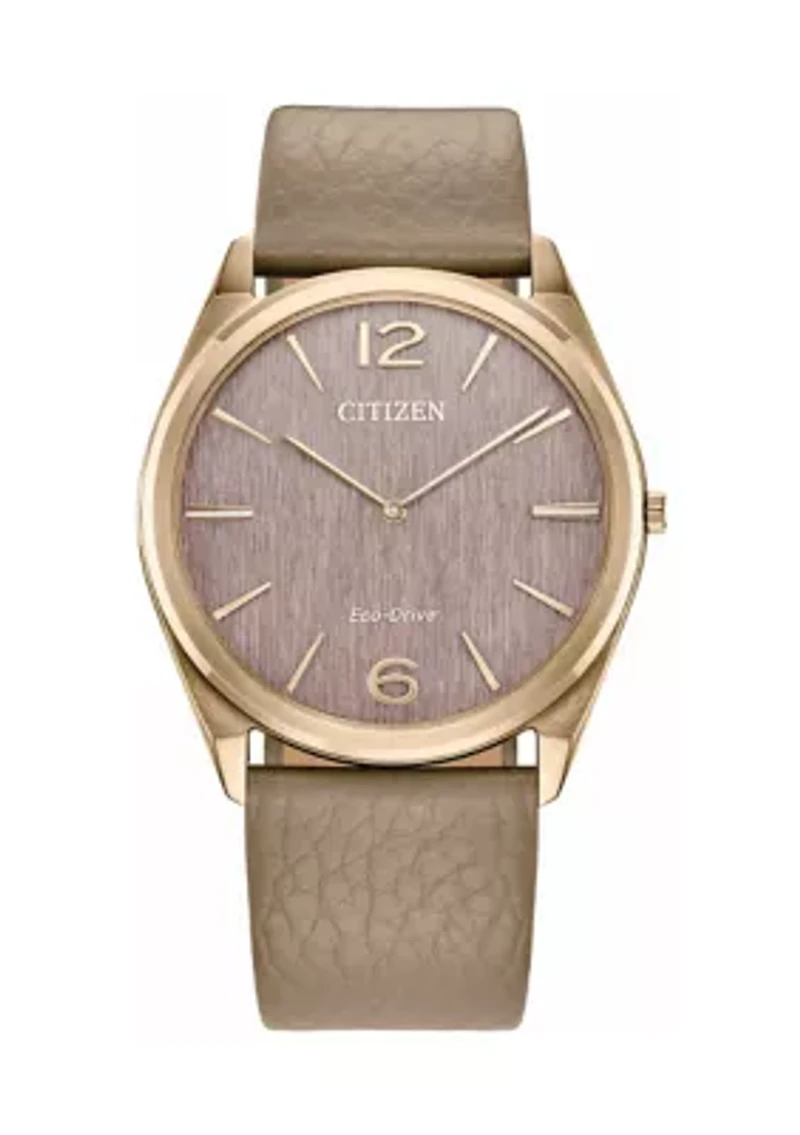Citizens Unisex Classic Eco Beige Leather Strap Watch