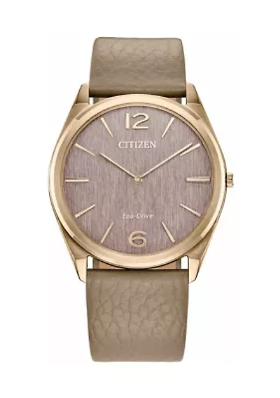 Citizens Unisex Classic Eco Beige Leather Strap Watch