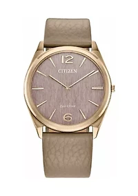 Citizens Unisex Classic Eco Beige Leather Strap Watch
