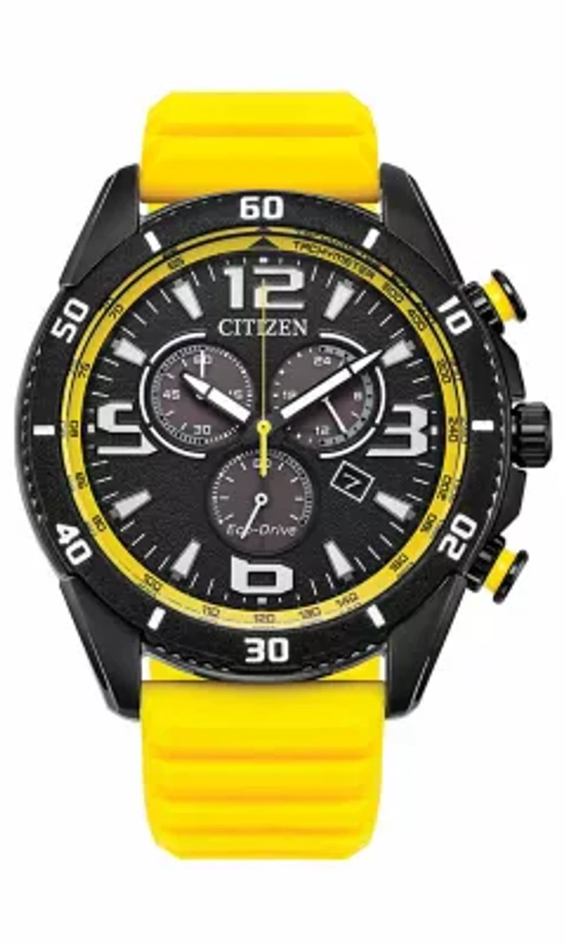 Citizen Mens Sport Casual Brycen Yellow Strap Watch 44.8mm