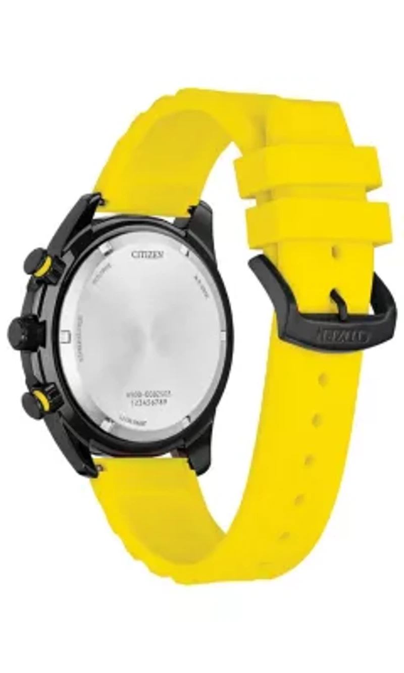 Citizen Mens Sport Casual Brycen Yellow Strap Watch 44.8mm