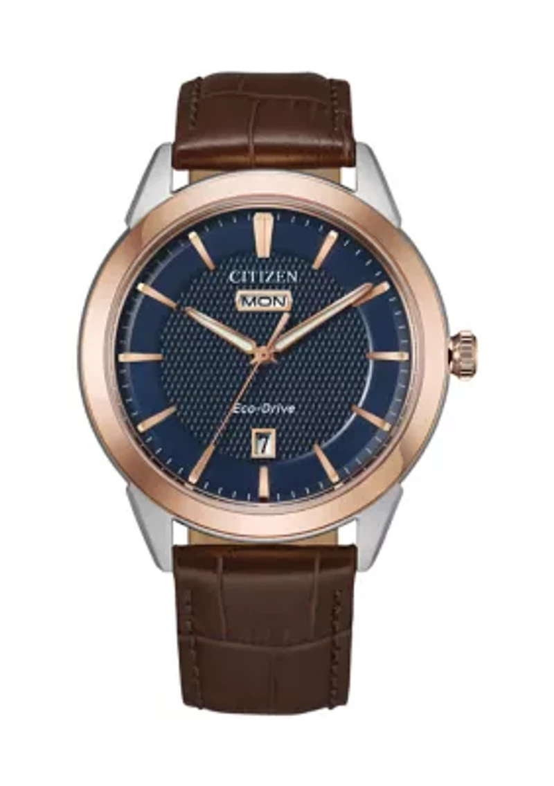 40.5 Millimeter Rose Gold Stainless Steel Leather Corso Watch