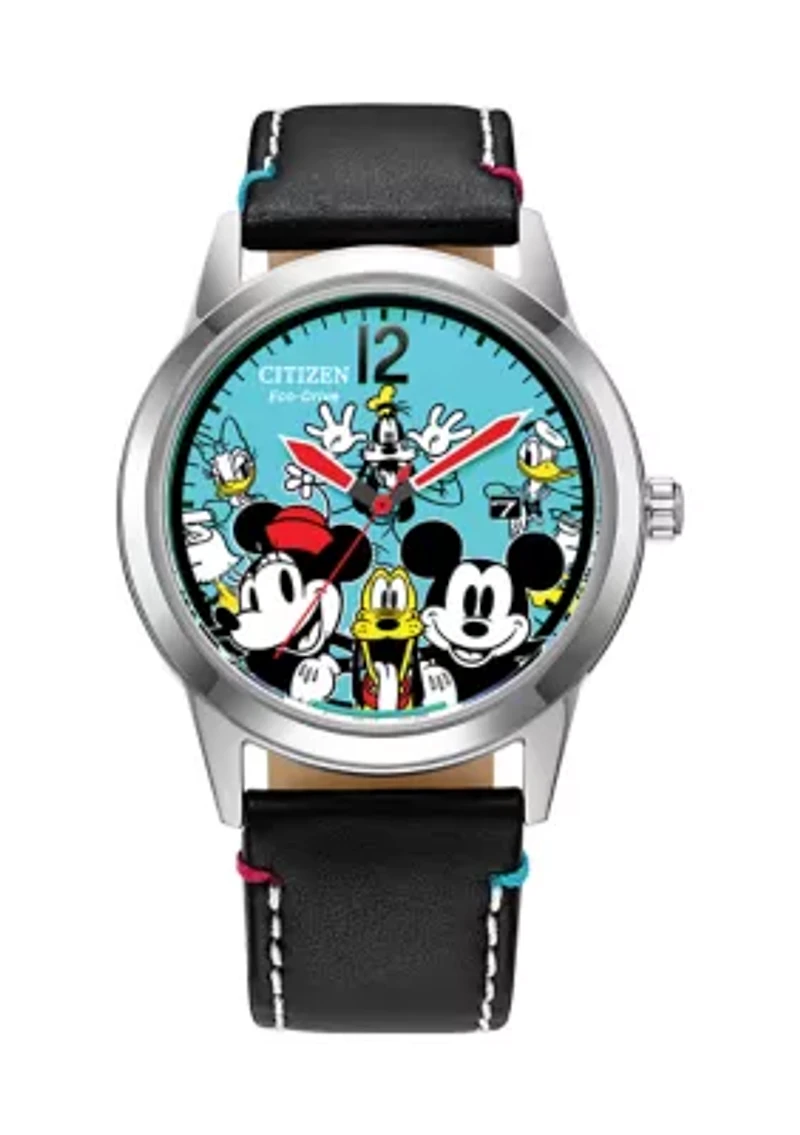 Citizen Eco-Drive Unisex Disney Sensational Six Black Strap Watch, 40mm
