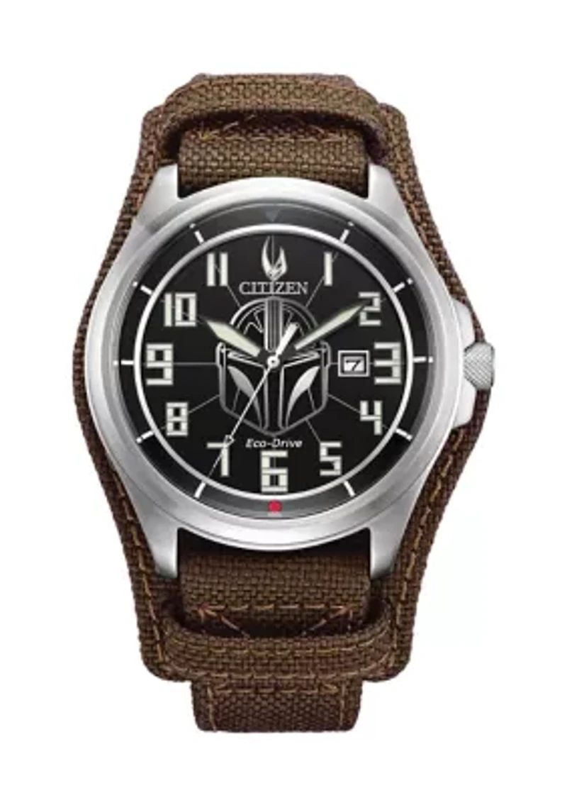 Citizen Men's Star Wars The Mandalorian Brown Leather Strap Watch, 44mm