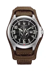 Citizen Men's Star Wars The Mandalorian Brown Leather Strap Watch, 44mm